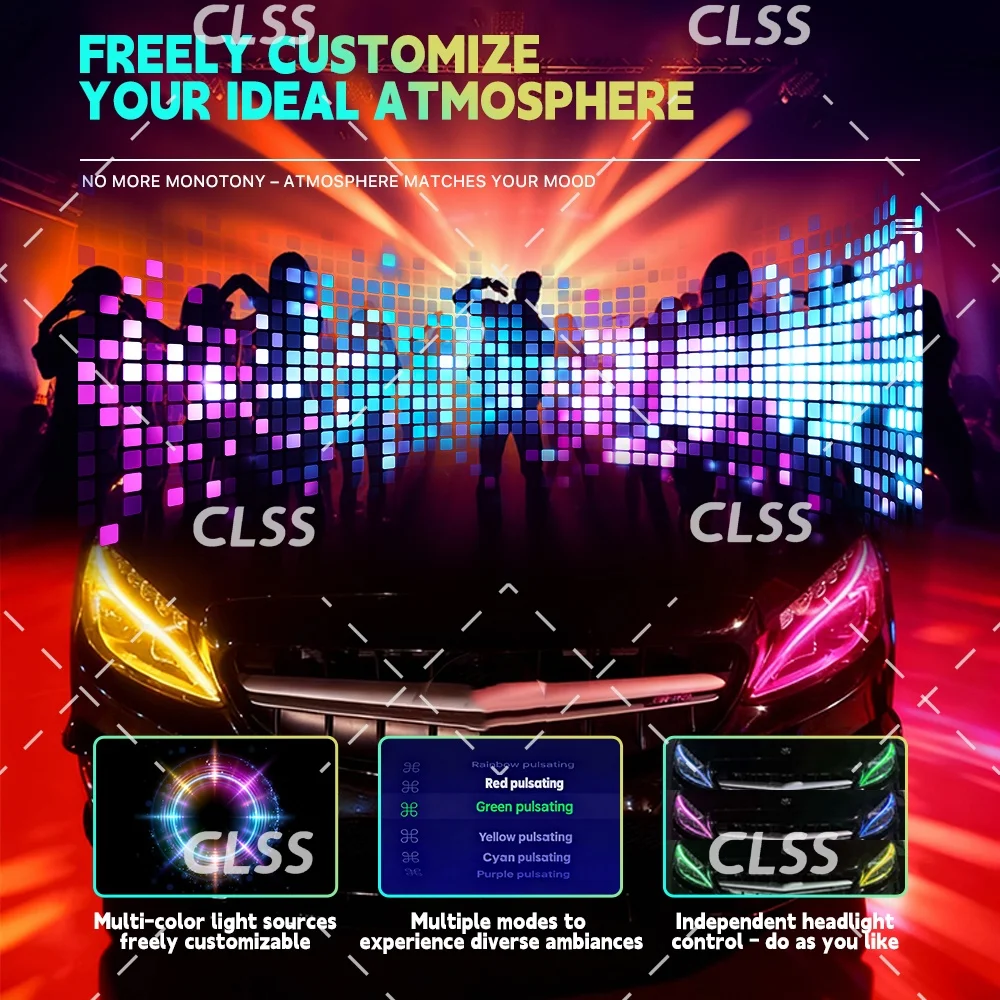 Placas LED DRL Color RGB DIY Plug & Play para Mercedes Clase S W217 Coupe 2015-2020 Control por aplicación luz de circulación diurna multicolor