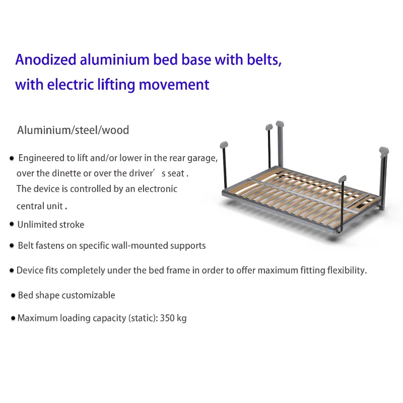 Electric 12V 24V Folding Motorhome Bed Lift RV Parts Accessories Conversion Camping Car Camper Van Aluminum Profile V-PRO