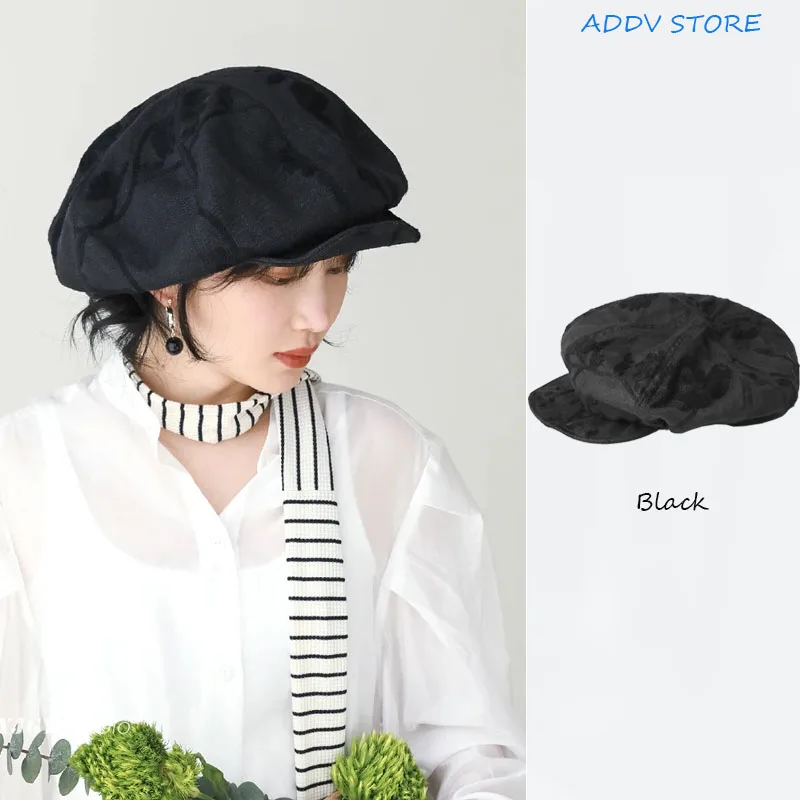 

Japanese Style Linen Large Version Cloud Octagon Caps for Men Women Four Seasons Retro-matching Beret Artist Hat Bonnet