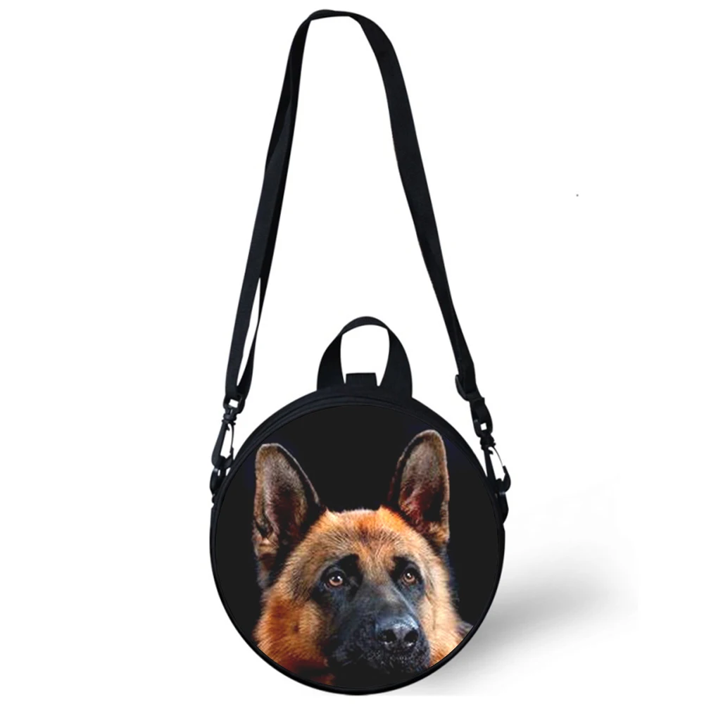 

German Shepherd Dog Child kindergarten Bag 3D Print Crossbody Shoulder Bags For School Women Mini Round Bagpacks Rugtas Bag