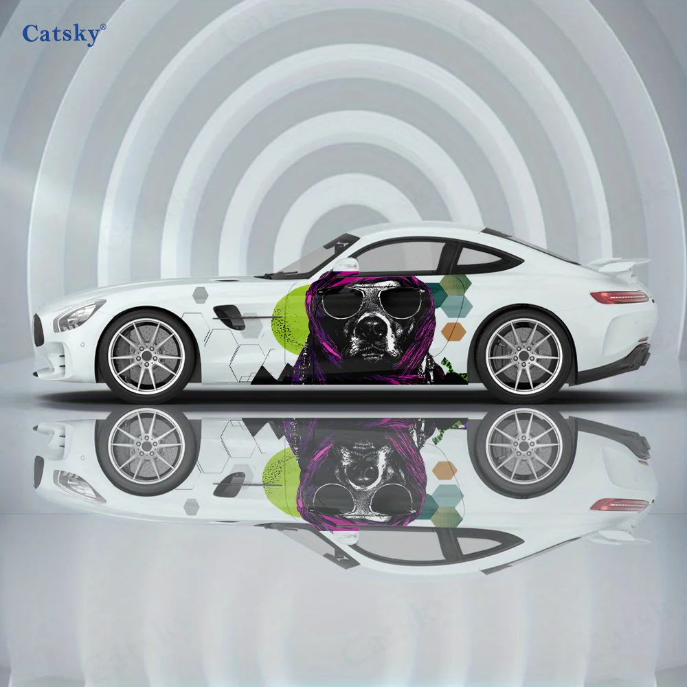 

Fashion Dog Wear Headscarf Car Vinyl Wraps Decal Self-adhesive PVC Sticker Suitable for Trucks SUV Decor Auto Accessories Gift