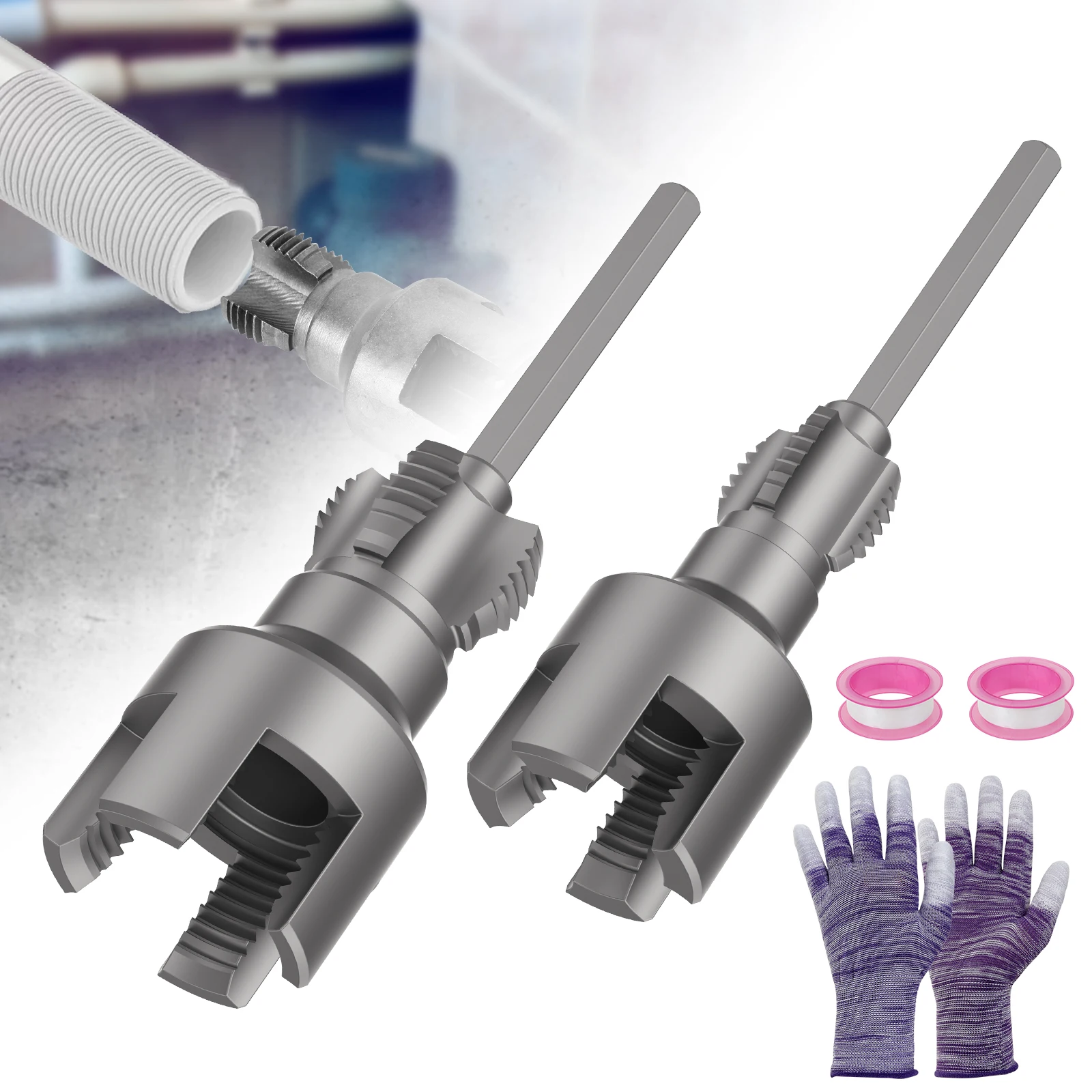 

Инструмент для нарезания резьбы для труб, резак для труб из ПВХ, 1/2 и 3/4 дюйма, встроенный инструмент для открывания внутренних и внешних отверстий, инструмент для ремонта сантехников