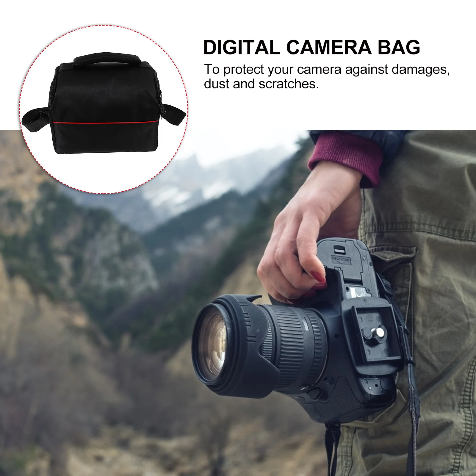 

1Pcs Camera Bag Nylon Dslr Digital Storage Shoulder Bag Lightweight Compact Portable Outdoor Camera Holder for Men Women