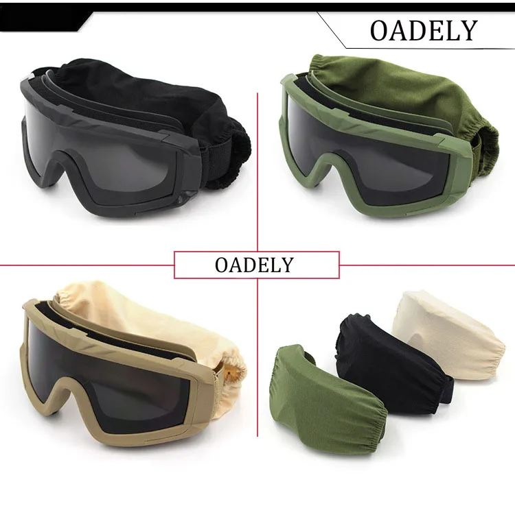 3 Lens Tactical Goggles Set Windproof Dustproof Shooting Motocross Motorcycle Mountaineering Glasses Cs Military Safe Protection