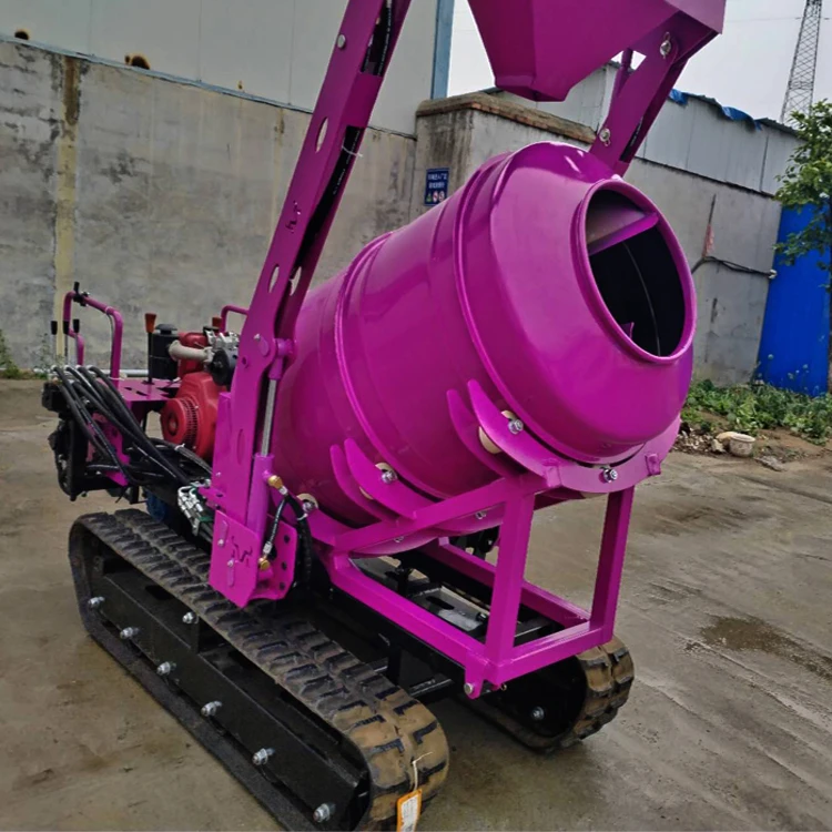 Mini Crawler Type Cement Concrete Mixer Mortar Mixing Machine Tracked Dumper Cement Mixer Diesel Engine Crawler Concrete Mixer