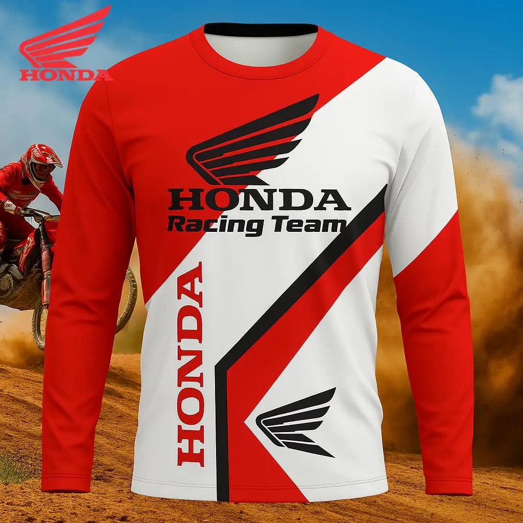 

Honda Men's and Women's Mountain Bike Racing Motorcycle Long Sleeved T-shirt Daily Casual Outdoor Cycling Clothing