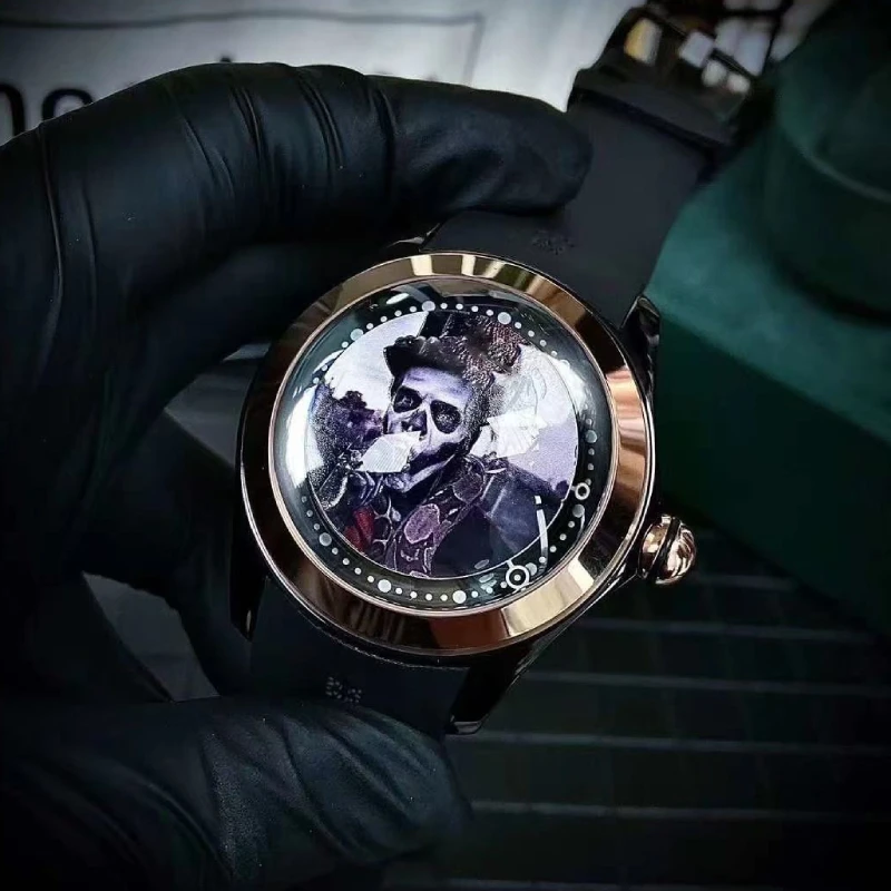 Reloj mecánico para hombre, espejo de burbuja redondo, movimiento de precisión, reloj de moda para hombre, reloj con forma artística