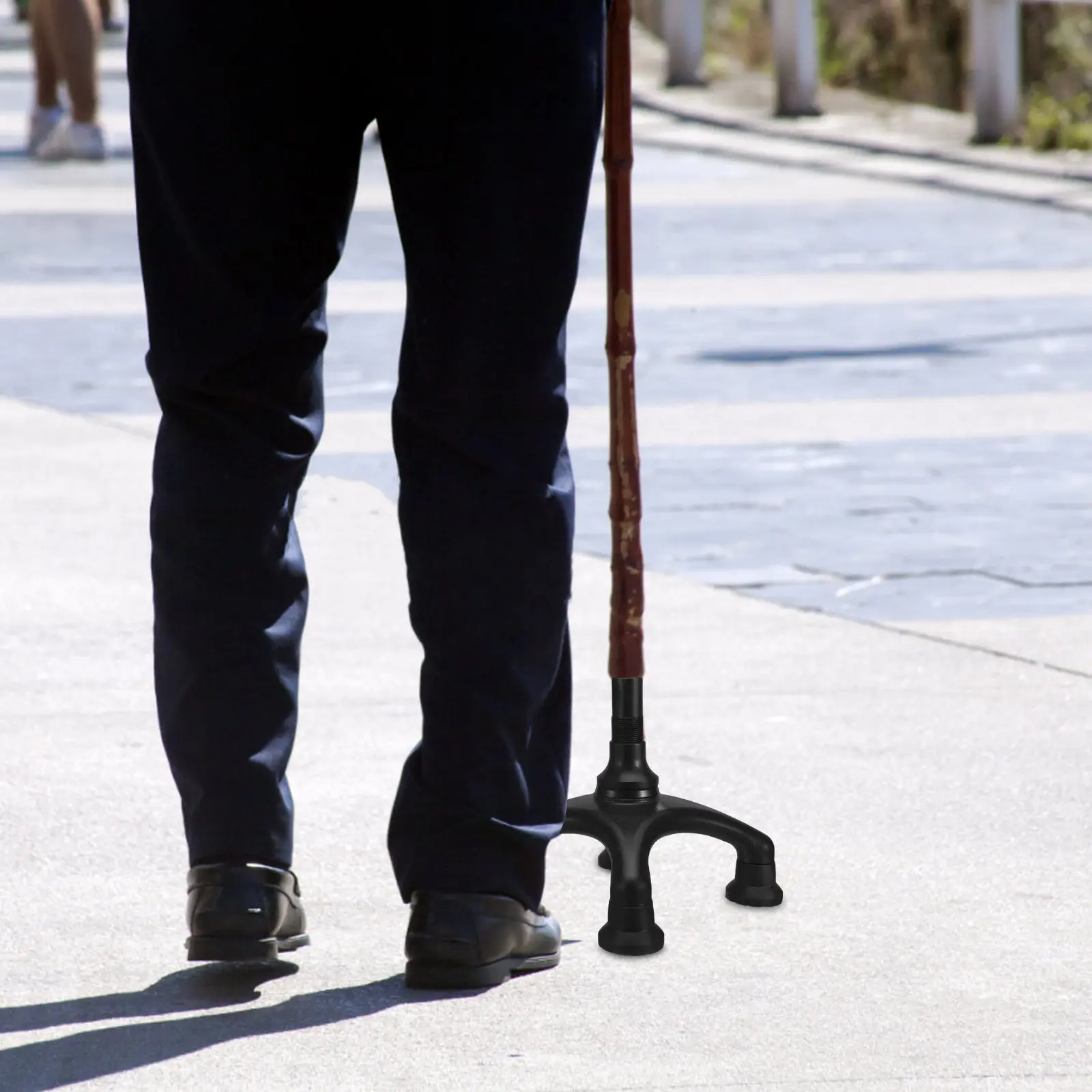 Replacement Quad Cane Tip with Rotating Four-Corner Base Anti-Slip Crutch Feet Pads Lightweight Easy Install Walking Cane
