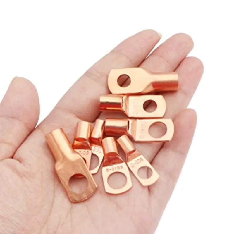 Copper Wire Lug Terminal Connectors Eyelets Tubular Ring Cable Lugs Ends Wire Connectors Bare Copper Crimp Terminal Connector