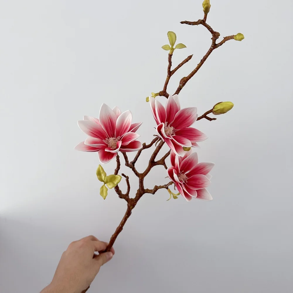 70 cm Magnolien-Kunstblume, Touch-Feeling, künstlicher Farbverlauf, Lotusblütenzweig, Wohnzimmer-Dekoration, Hochzeit – Detail 8