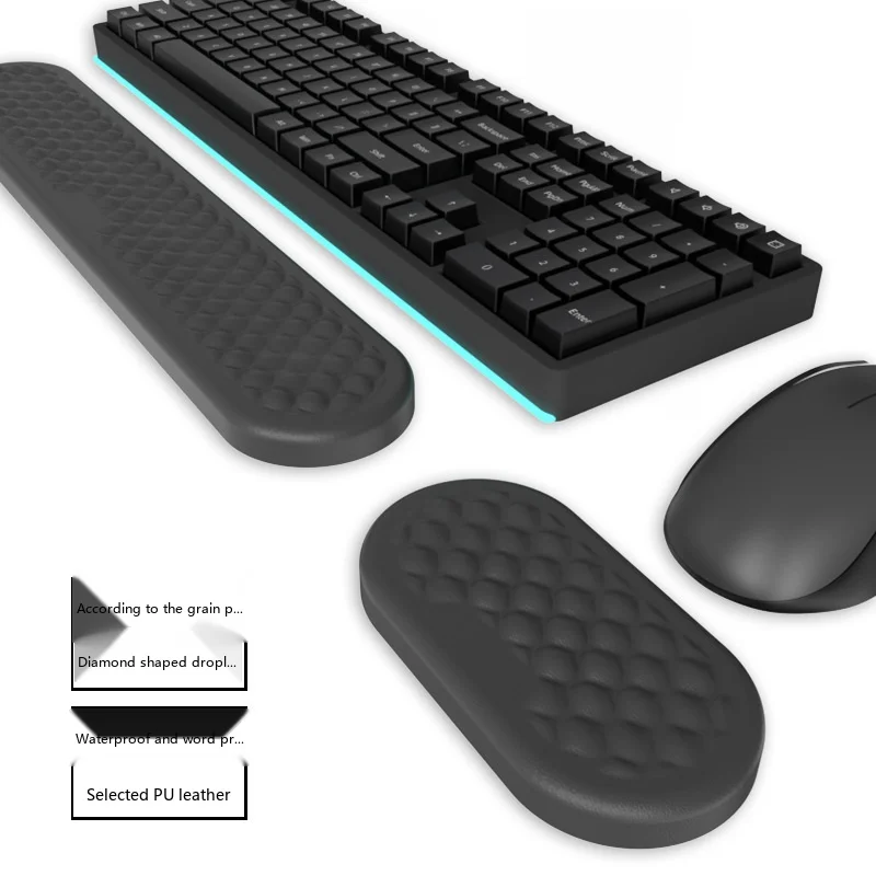 Diamond Water Drop Wrist Rest Keyboard Pad Ergonomic Desk Mat for Office Gaming 13 Colors 3 Configurations