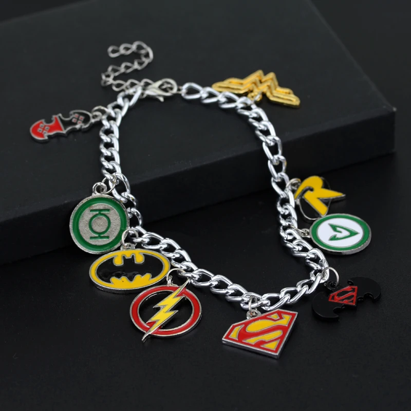 Justice League Bracelet, Lightning Superhero Bat Logo Bracelet, Movie Fan Accessories Gifts