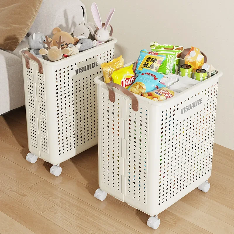 Extra Large Wheeled Folding Laundry Basket Folding Dirty Clothes Basket with Wheels Movable Laundry Hamper Storage Baskets view 3