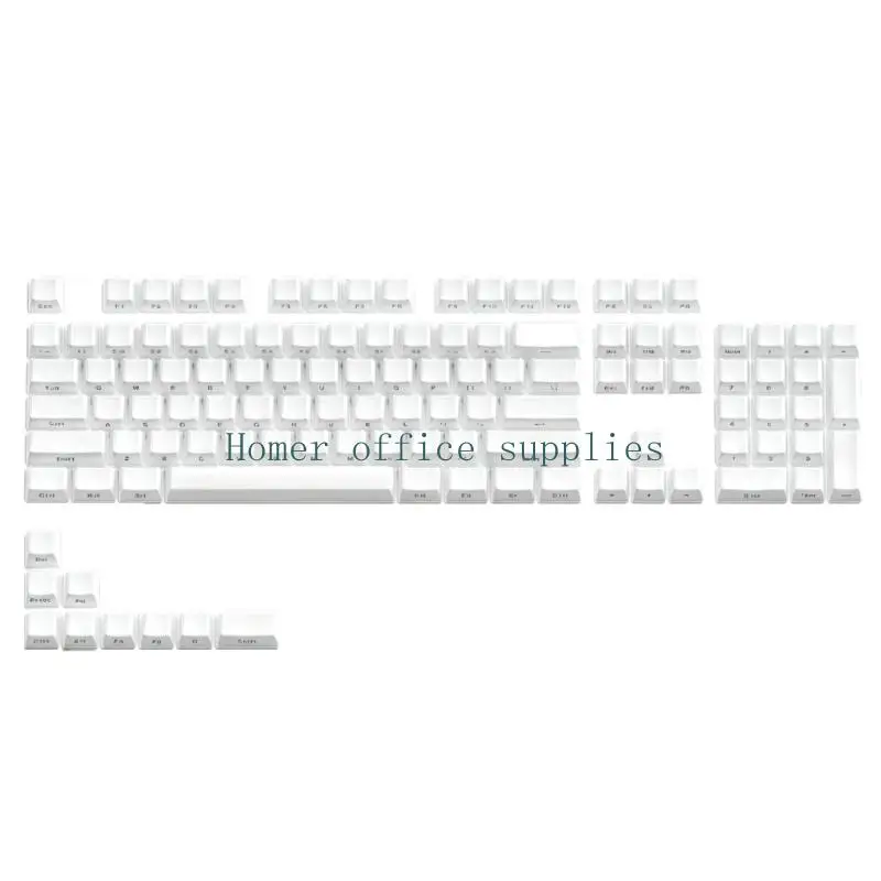 K43B Crystal Jelly Keyboard Keycap Set with Front Print Detail, OEM Profile Mixed Material Build, 113-Key for Desk Styling Use