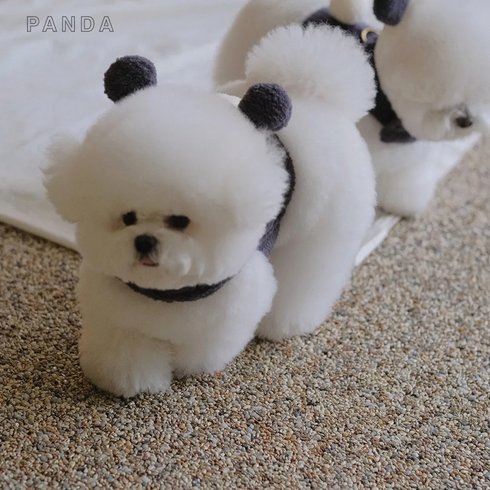 INS Autumn Winter Panda Ear Cap Chest Strap Cute Bear Chest Strap Pet Dog Bears Maltese Miniature Dog Accessories Dog Walking