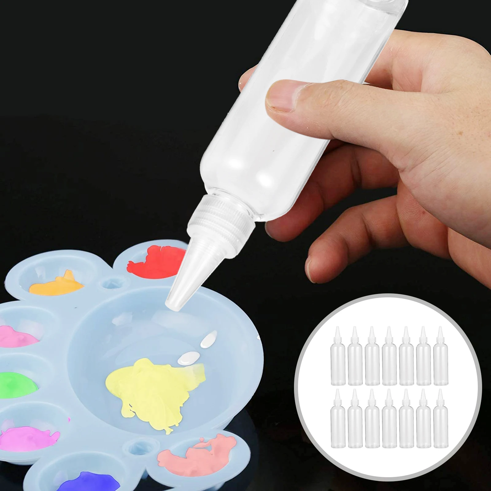 

20pcs Drop Plastic Bottle Squeeze Sub Empty Beak Liquid Pointed Mouth Small Flow Shampoo Lotion Paint Glue Art Craft Tie Dye