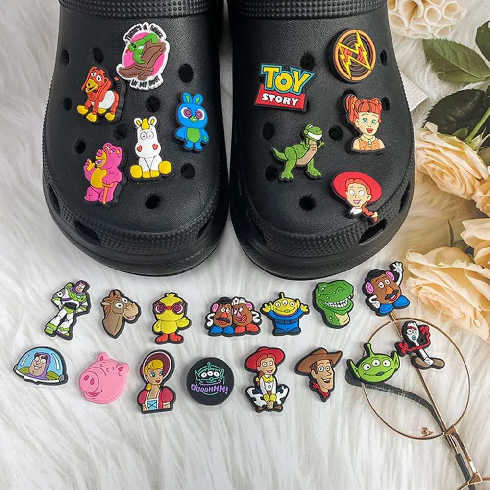 12/26pcs Toy Story Shoe Charms Disney Cartoon Buzz Light Year Charms Shoe PVC Accessories DIY Kids Sandals Decorative Buckle