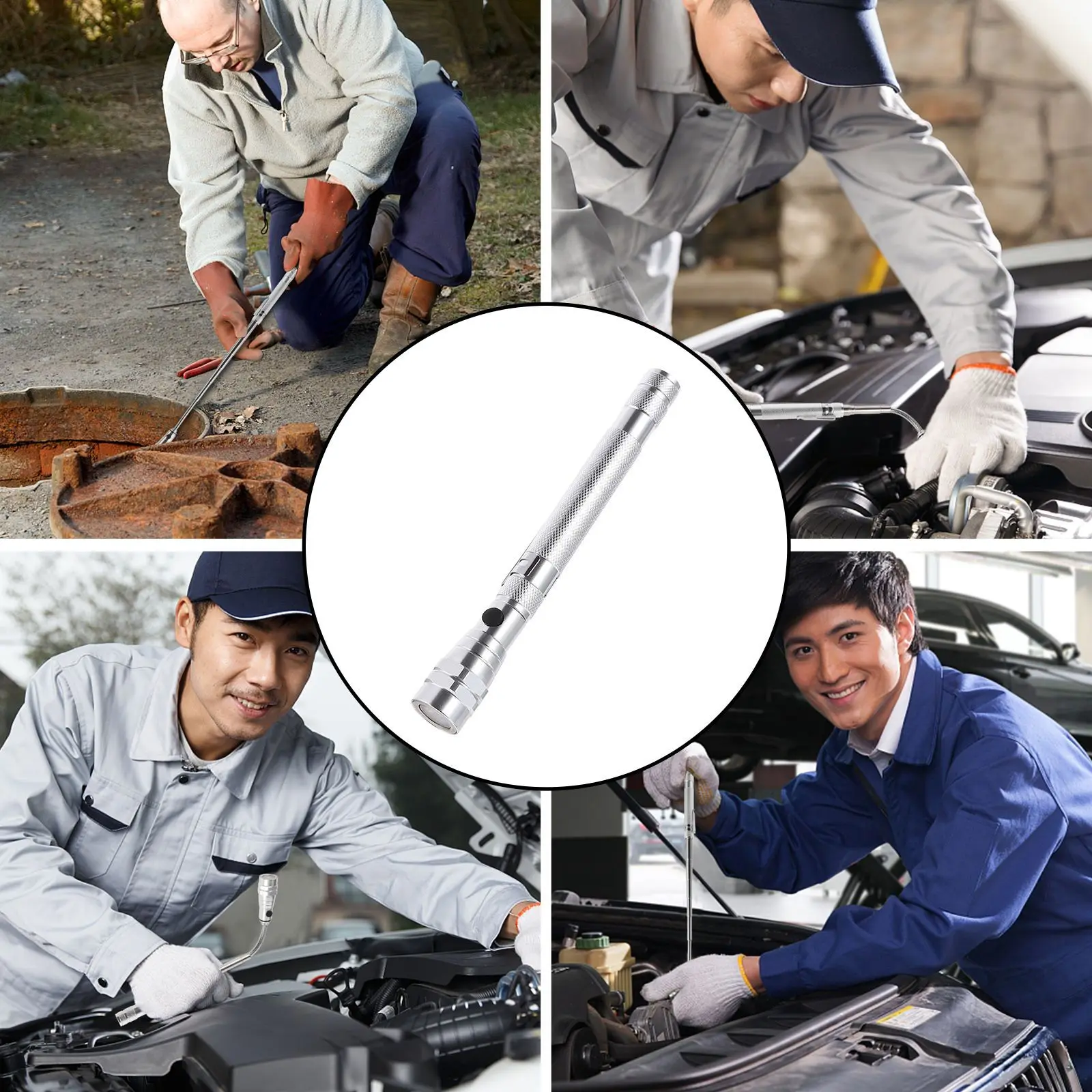 

Magnetic Pickup Tool LED Telescopic Magnet Flashlight Handyman Electrician Tool Retrieving Nuts Bolts Screws Portable Magnetic