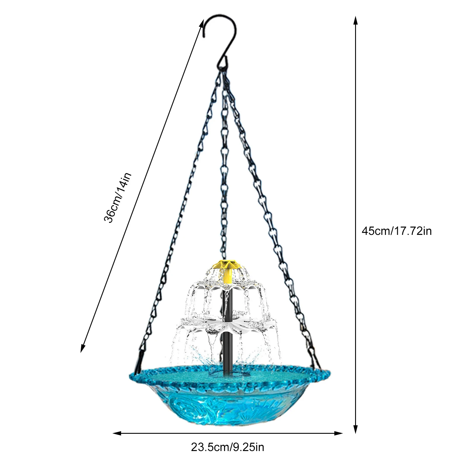 

Outdoor Bird Feeder with Solar Pump & Glass Bowl Solar Wild Birds Bath Cascade Hanging Feeding Station for Garden Courtyard