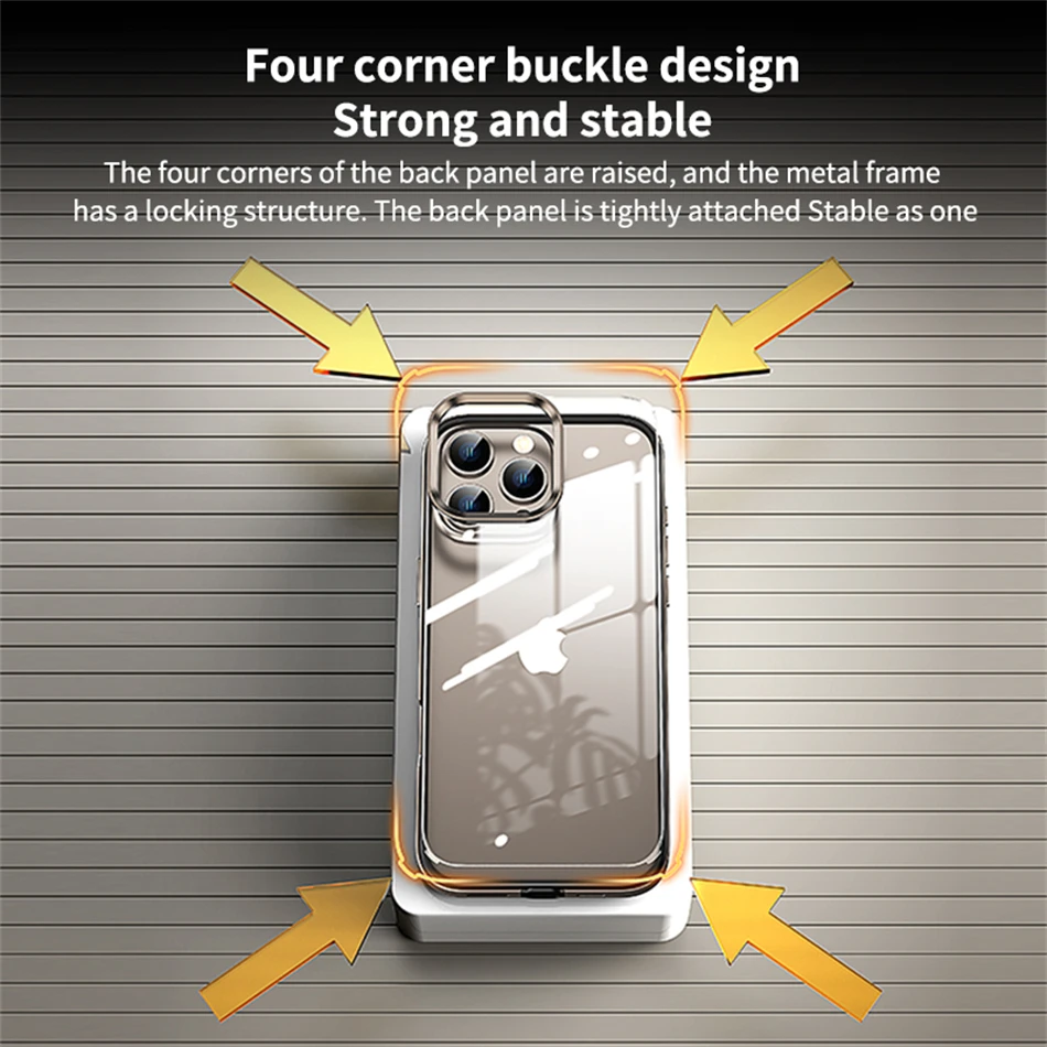 Luxury 2 IN 1 Acrylic Clear Case For iPhone 13 14 15 16 Pro Max Light Aluminum Metal Lens Frame Ultra Thin Alloy Bumper Cover