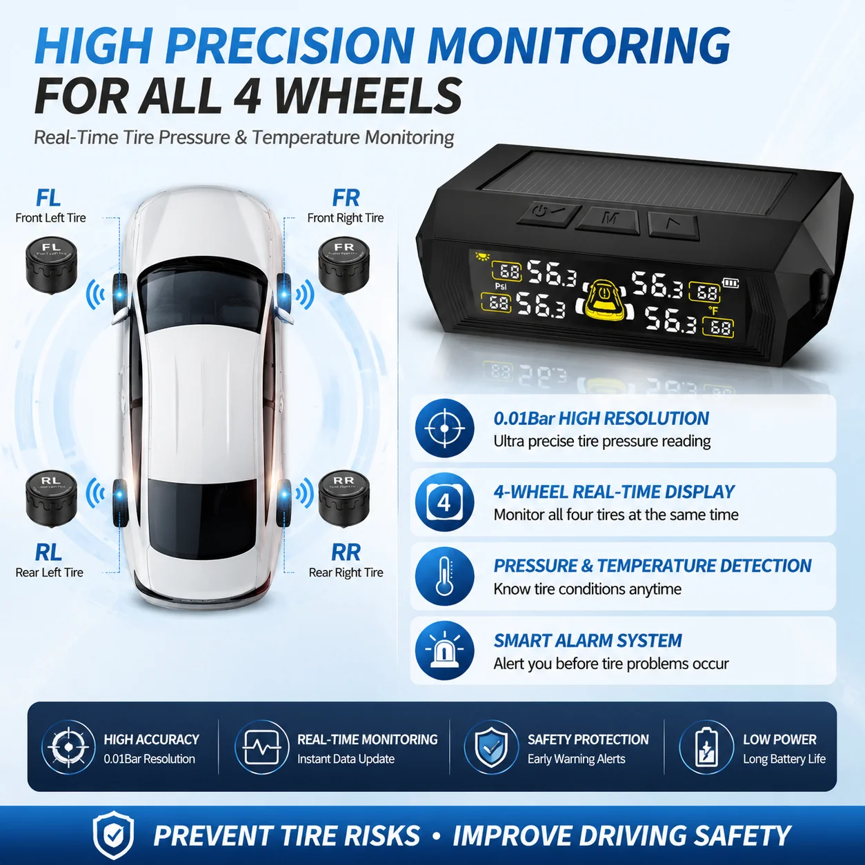 Tire Pressure Monitoring System TPMS universal Wireless Solar Charger, Suitable for Intelligent Tire Monitoring of Cars, RVs