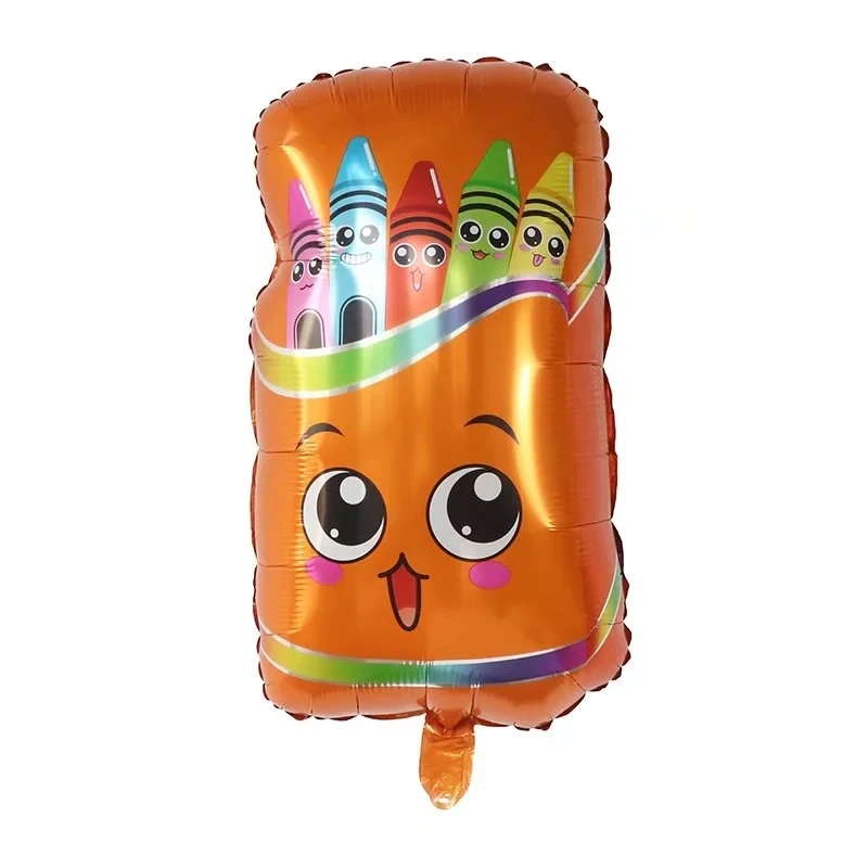 Crayon Box Pencil Foil Balloons Schoolbag Graduation Helium Balloon Birthday Party Decoration Start Back School Is Cool Globos