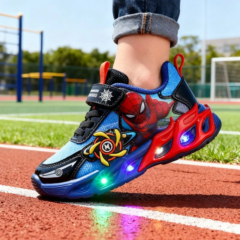 

Kids'Casual Shoes Sneakers Led Light Cartoon Mesh Autumn Fashion Running Shoes For Boys Breathable Anti-slip Red Blue Size 21-30