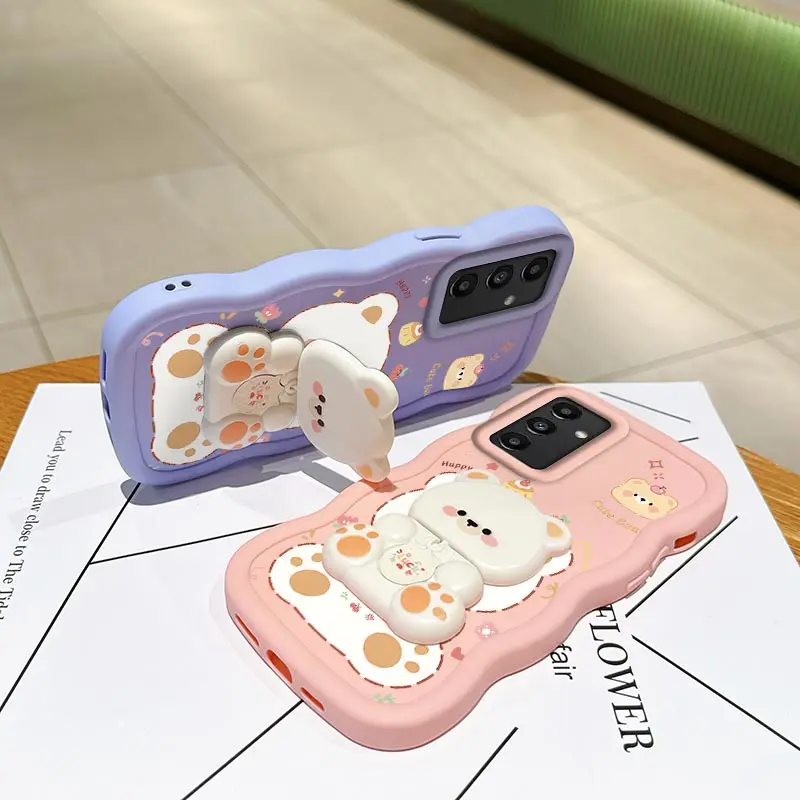 S24 いたずら猫ブラケット 波型シリコン製スマホケース Samsung S24FE S24Ultra S25 S25Plus S25Ultra S23FE S22 S21FE カバー用