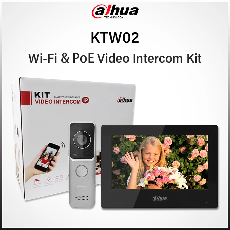 Dahua Original 2MP Wifi PoE Video Intercom Kit With Doobell VTO2311R-WP 7” Indoor Monitor VTH2621G-WP International Vision KTW02