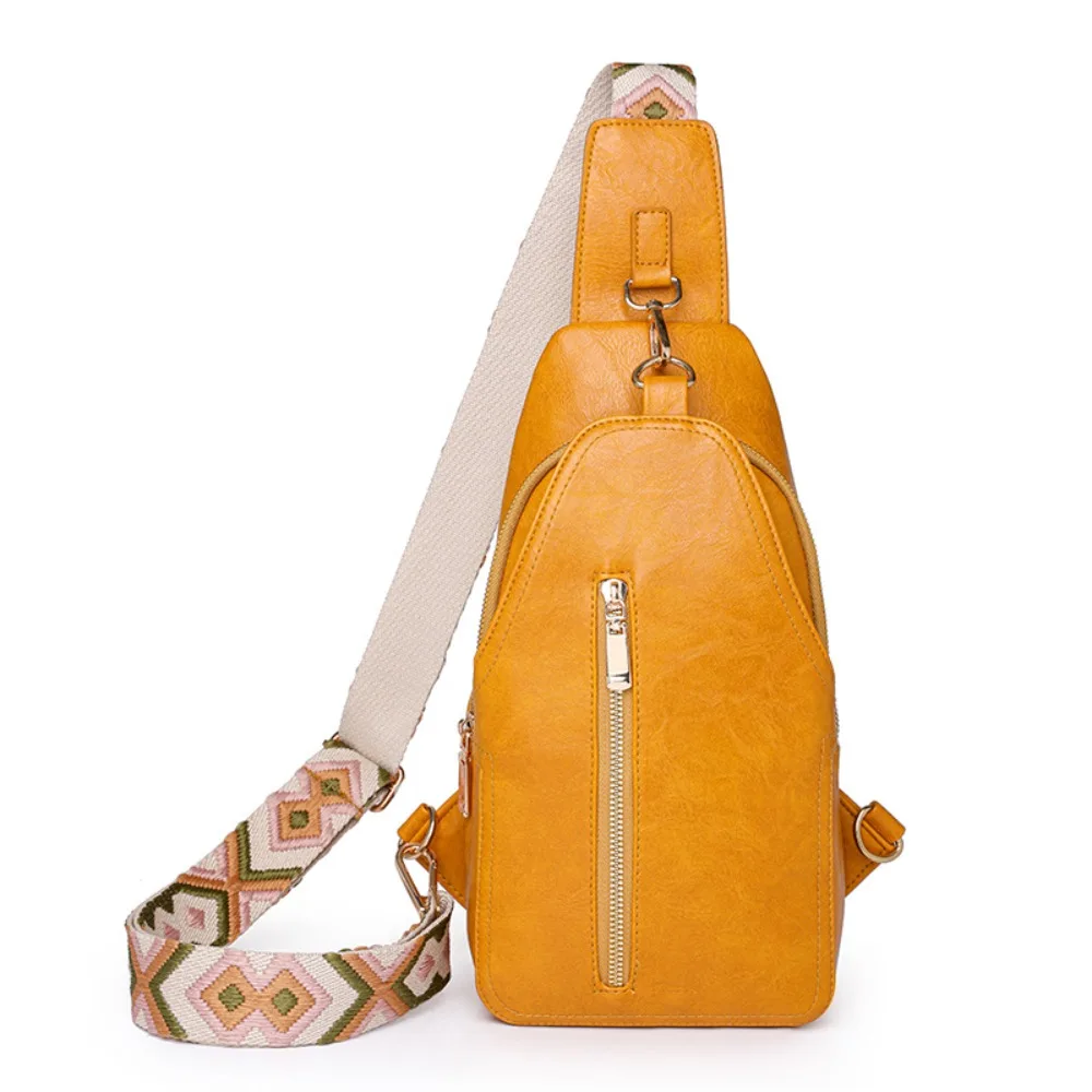 

Portable PU Leather Women's Fanny Pack Bohemia Style Simple Women Chest Bag Large Capacity Casual Sports Shoulder Bag Streetwear