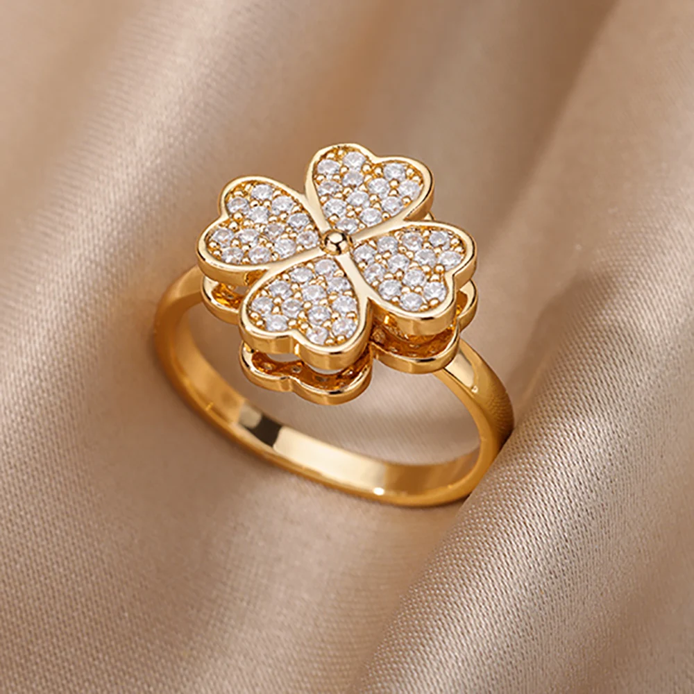 Luxus Zirkon Geometrische Ringe Für Frauen Edelstahl Gold Farbe Offenen Ring Trendy Hochzeit Party Ästhetischen Jewerly Geschenk Femme