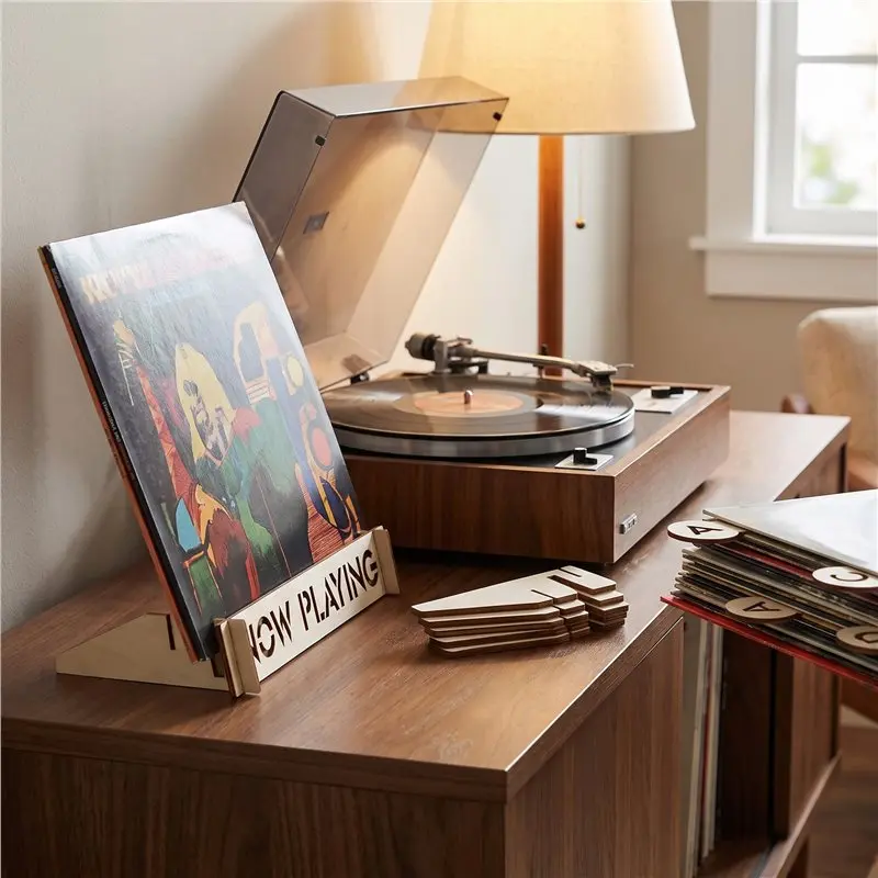 HOTB72A For Vinyl For Albums A-Z 29Pcs Wood Dividers Premium Organizer For Vinyl Record Storage