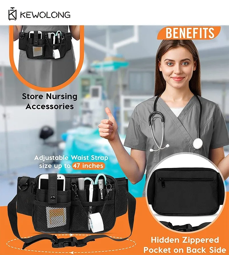 Professional Waist Pack for Nurses Hands-Free Healthcare Tool Organizer with Multiple Pockets, Durable Nurse Fanny Pack