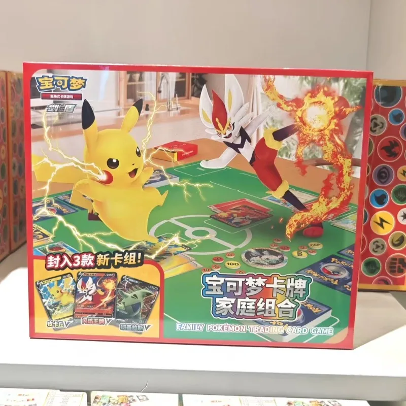 100% Originele Pokemon Familie Combinatie Geschenkdoos PTCG Trading Vereenvoudigde Chinese Kaart Anime Collectible Kaarten Speelgoed Verjaardagscadeau