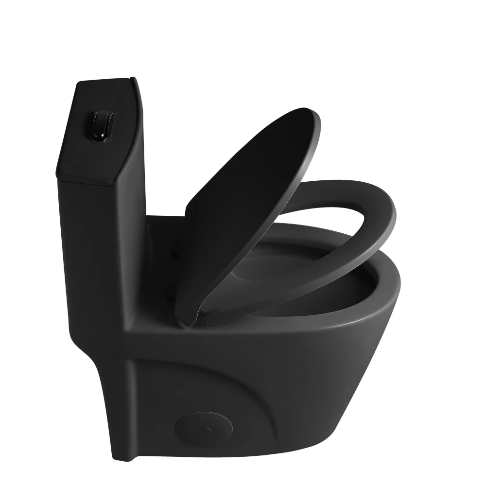 

Цельный унитаз для ванных комнат, сифонная S-образная ловушка, удлиненная чаша с мягким закрывающимся сиденьем, мощный двойной смыв, удобная высота сиденья