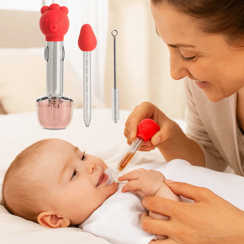 Smart Dispenser Cartoon Shape Baby Pill Feeder Cute Safety Newborn Baby Dropper Soft Anti Choking Baby Water Dispenser Home