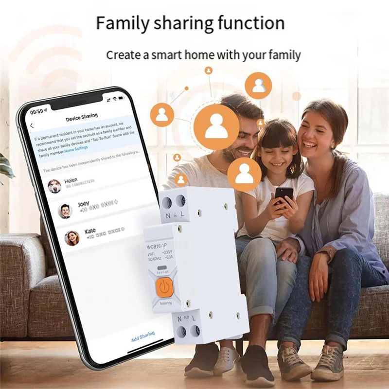 

Умный автоматический выключатель ABUO-Tuya Wi-Fi 63A 1P Модуль таймера приложения Smart Life Поддержка Alexa Google Home Alice Голосовое управление