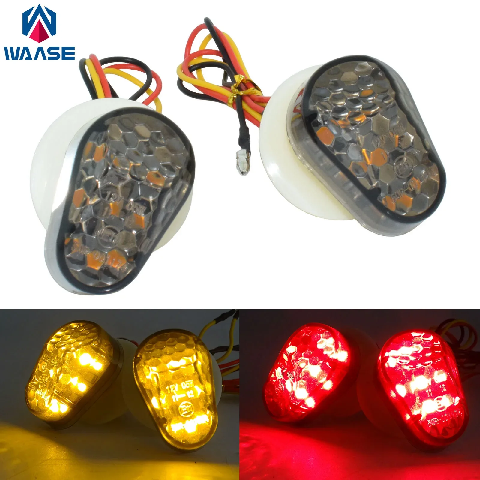 

waase LED Flush Mount Blinker Indicator Turn Signals Light For YAMAHA YZF R1 2002-2014 R25 R3 2014-2023 R6 2003-2016 R6S 06-09
