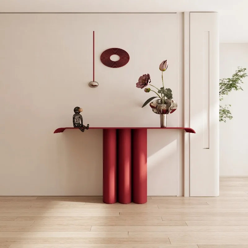 

Modern simple end view table, living room storage, red entrance cabinet, creative entrance table designer