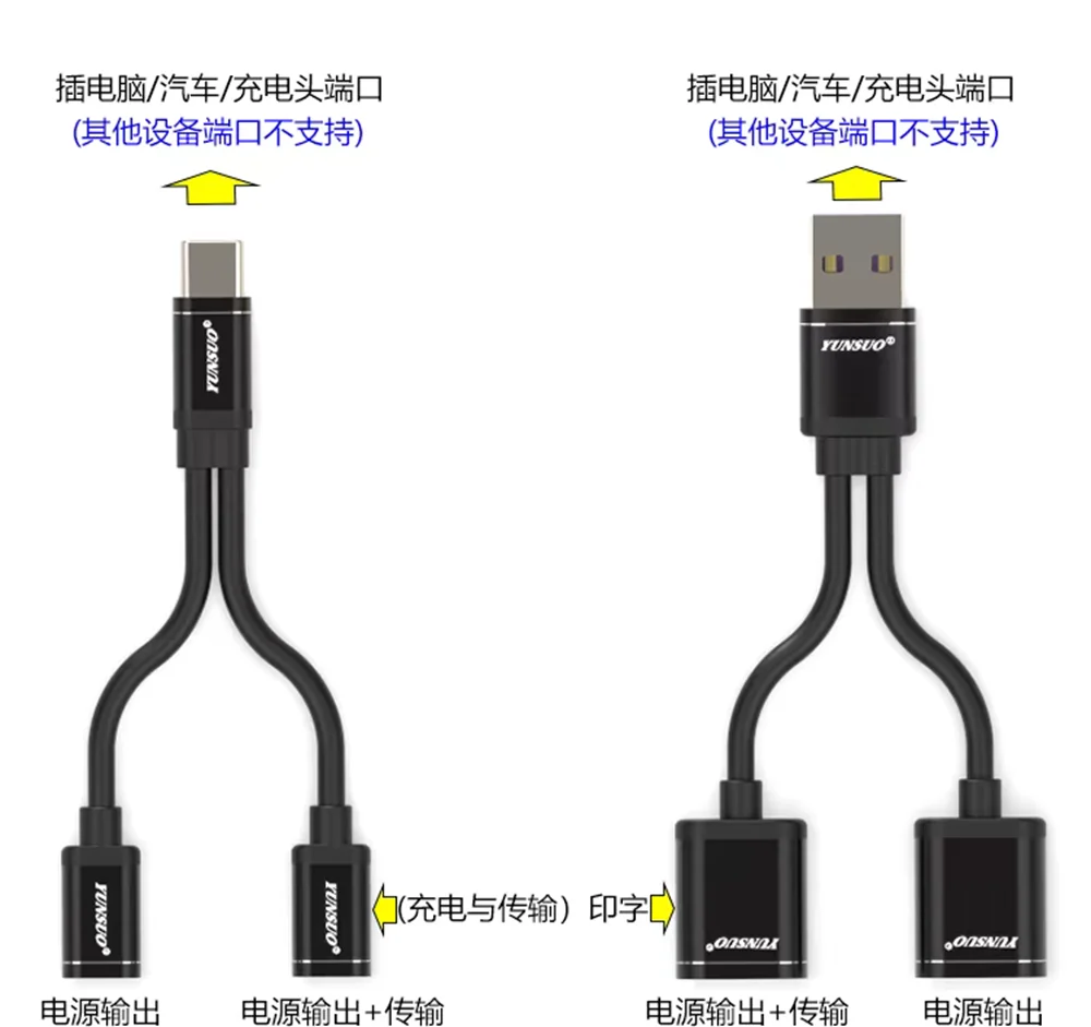 

Type-c-USB 1/2 Expansion Dual Type-C Charging Data Transmission Cable Suitable for Car Computer Charging Head Power Conversion P