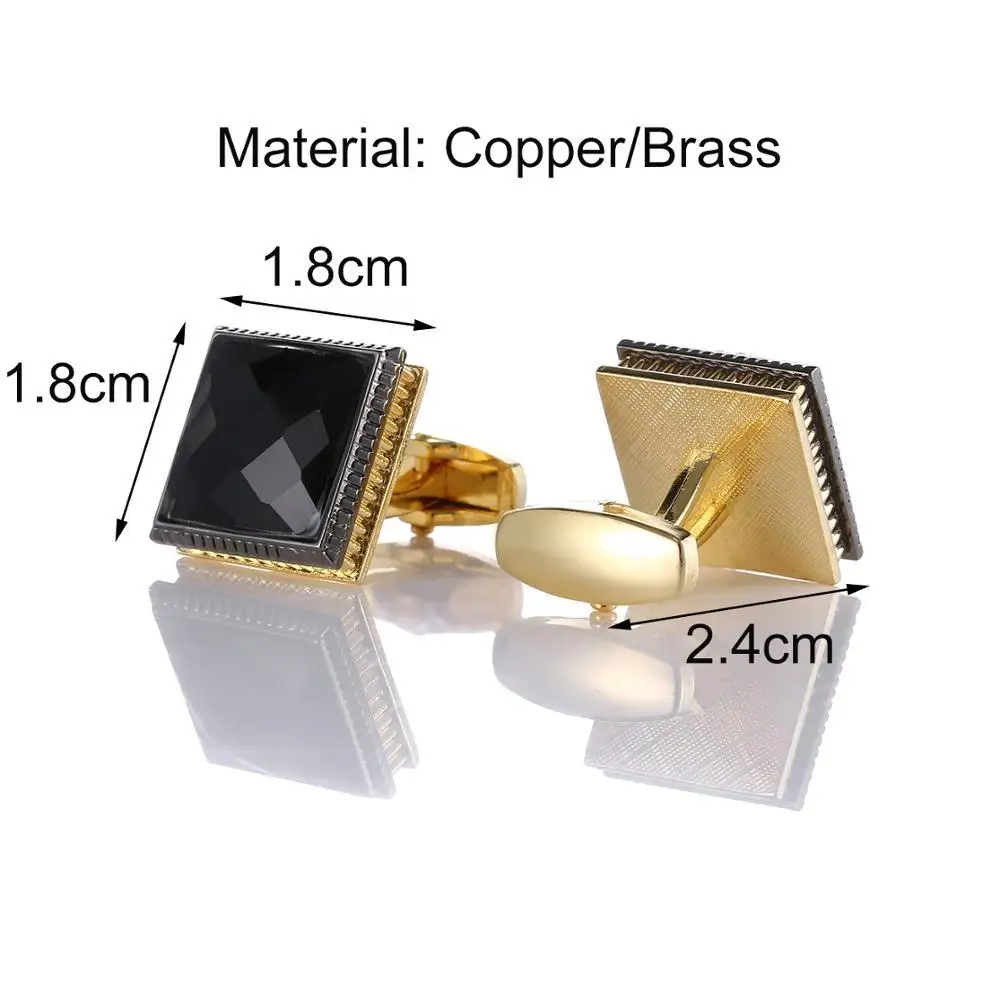 New Fashion Black Crystal Cufflinks For Mens Golden Lawyer Copper Wedding Gifts French Style Shirt Buttons Jewelry Gifts