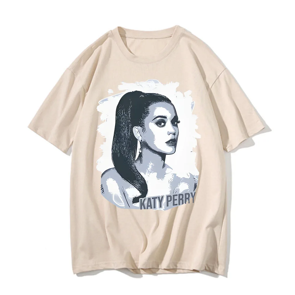 صيف جديد تي شيرت شعبية كاتي بيري نمط تي شيرت مطبوع ريترو الجولة الرقبة عالية الجودة القطن بلايز Фacakл الرجال النساء