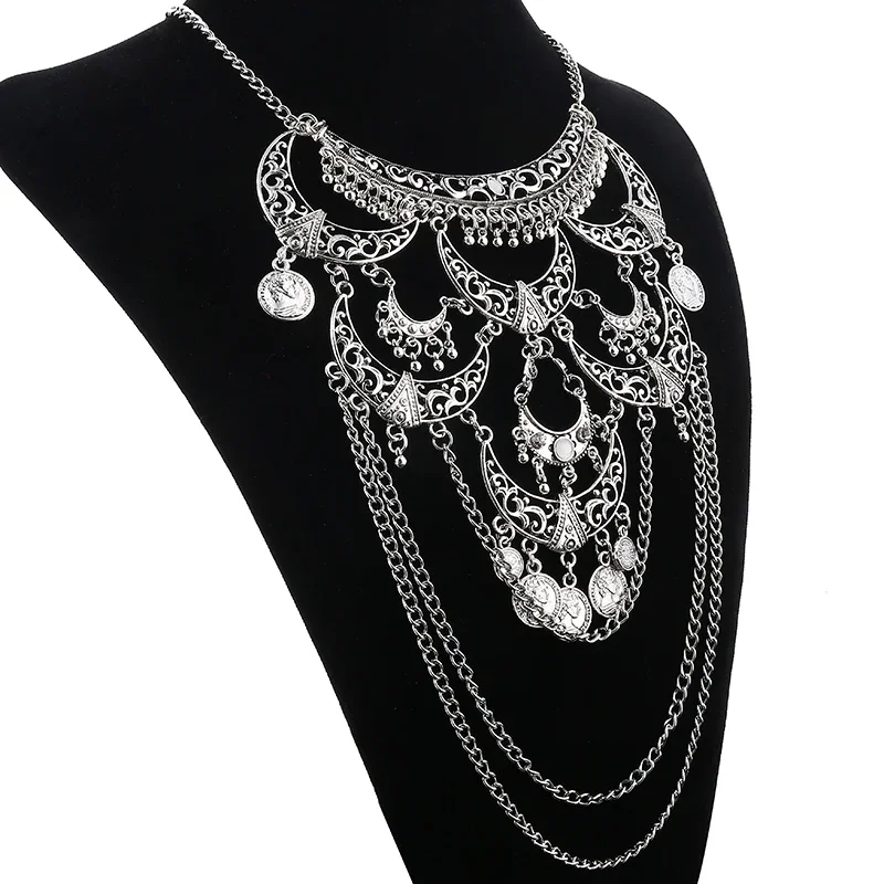 Collares Boho Maxi Choker Collier Femme Necklace Geometric Chain Coin Vintage Colar Statement Bohemian Necklace Women Jewelry