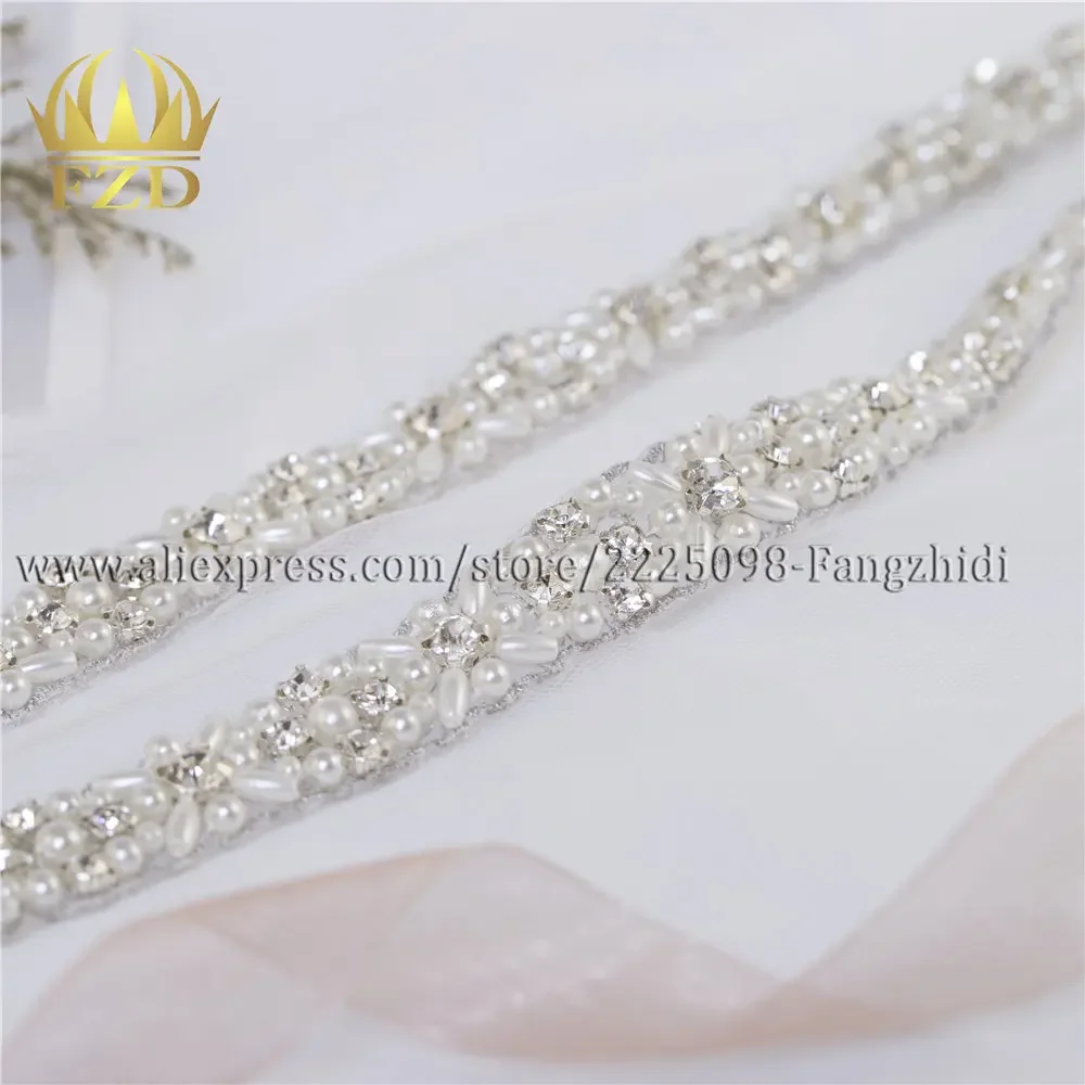 

FZD 10 Pieces Rhinestones Crystal Applique Silver Crystals Sewing Beaded Clear Trimming for Bridal Sashes Belt with Rhinestones