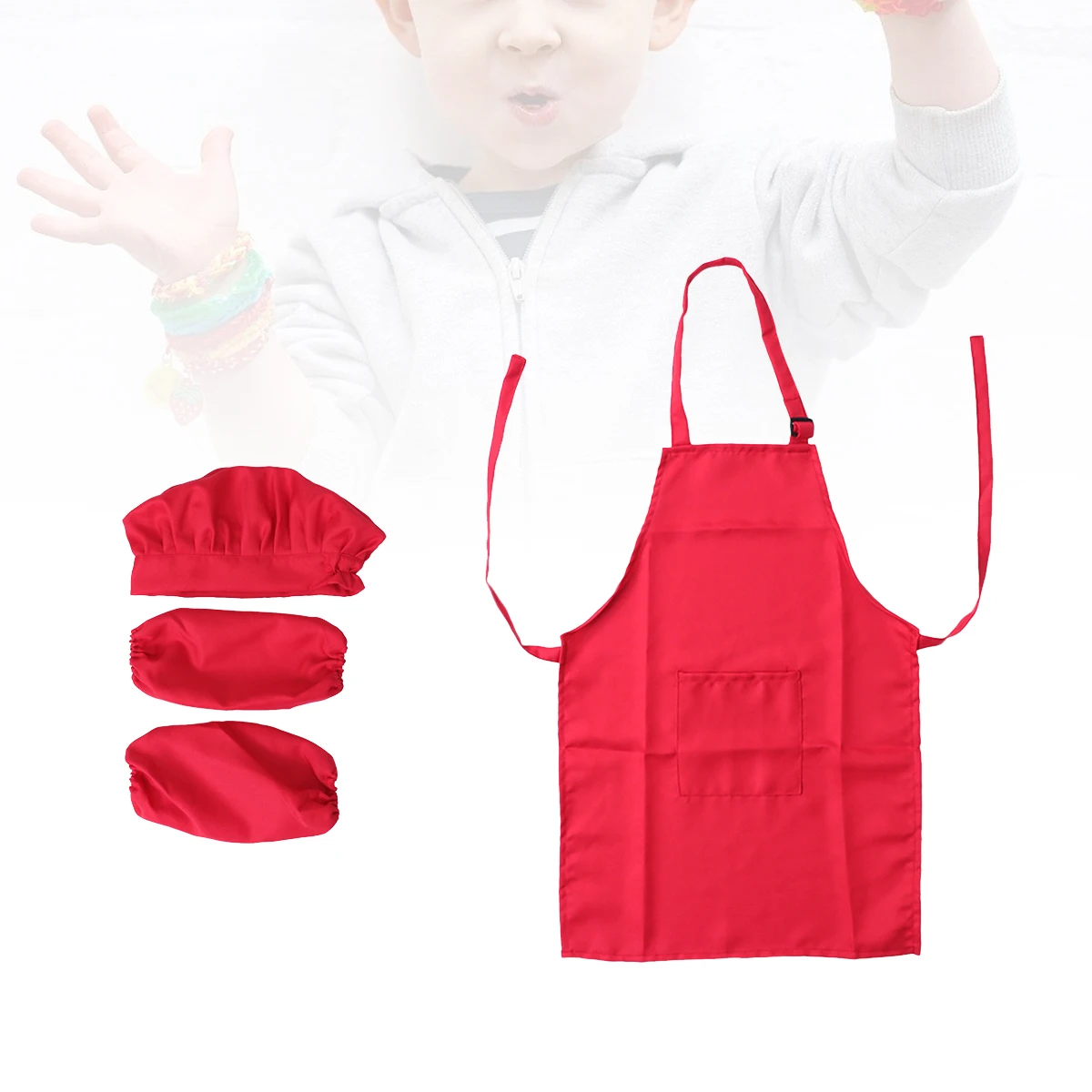 

Hat Sleeve Apron Set Child Aprons for Cooking and Kids Family Dress up Children