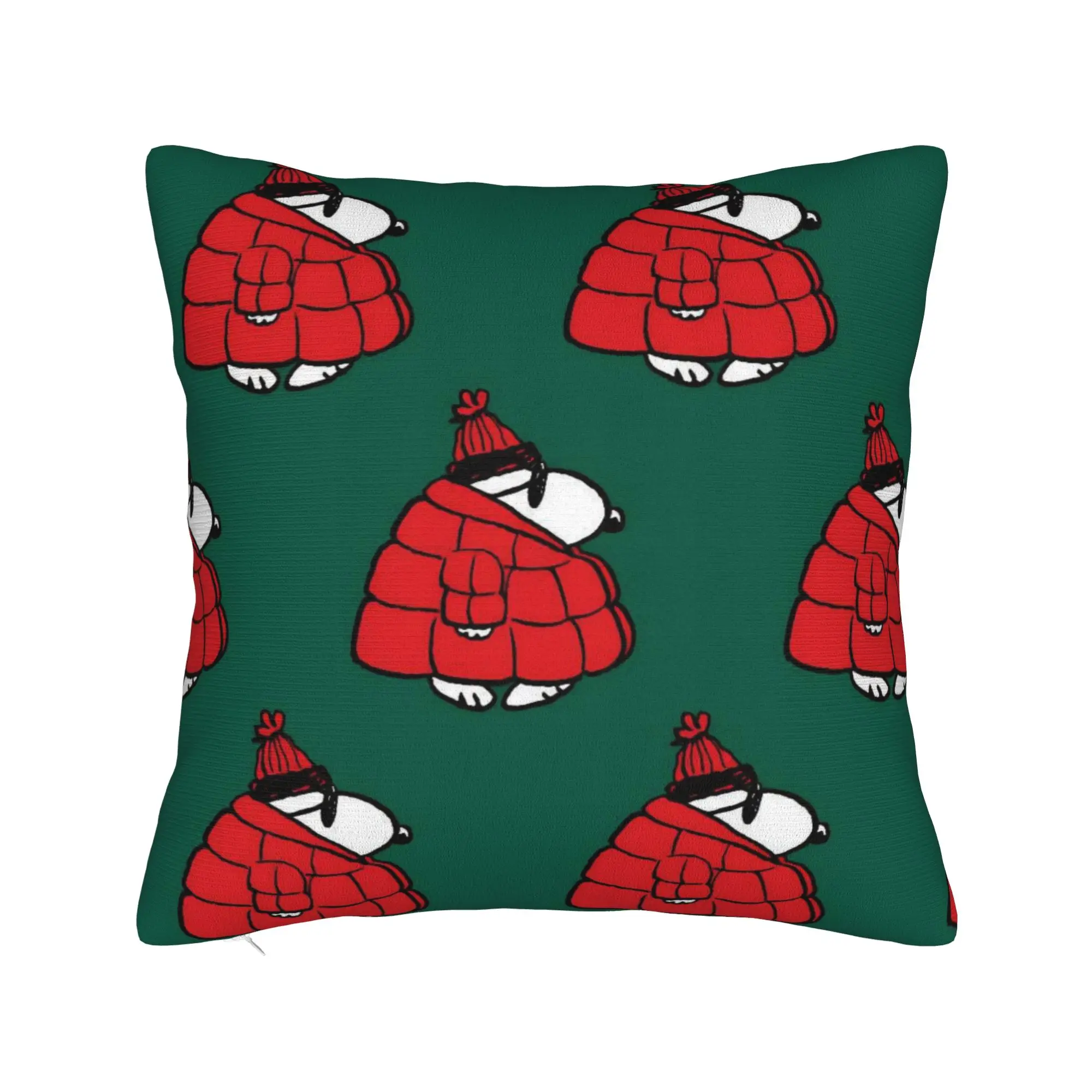 Cute S-Snoopys Xmas Christmas Square Pillow Cases  Cushion Covers Vintage Zippered Decor Pillowcase for Car 45x45cm