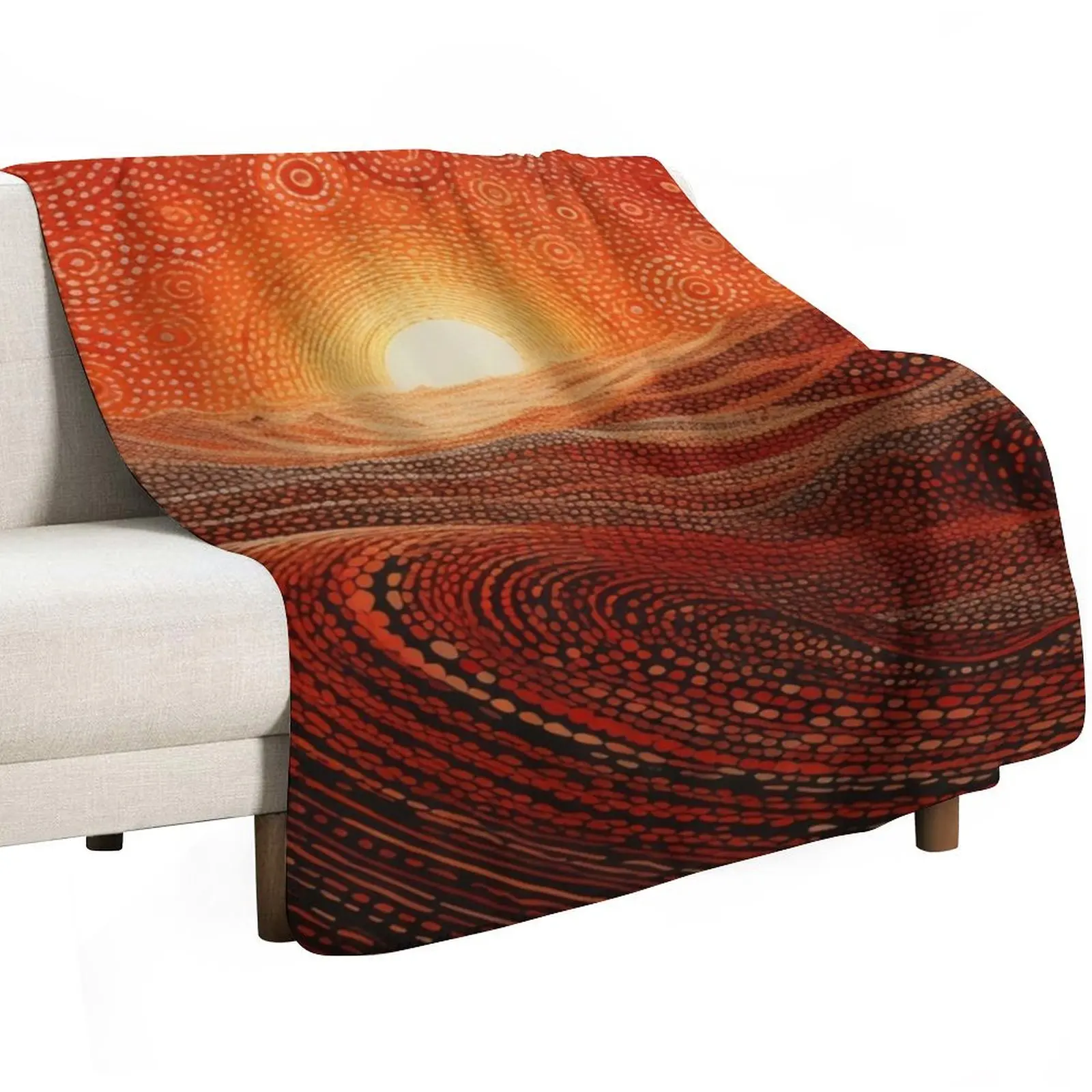 Aboriginal Authentic Art - Red Valley Throw Blanket Thermals For Travel Quilt Luxury Throw Luxury Designer Moving Blankets