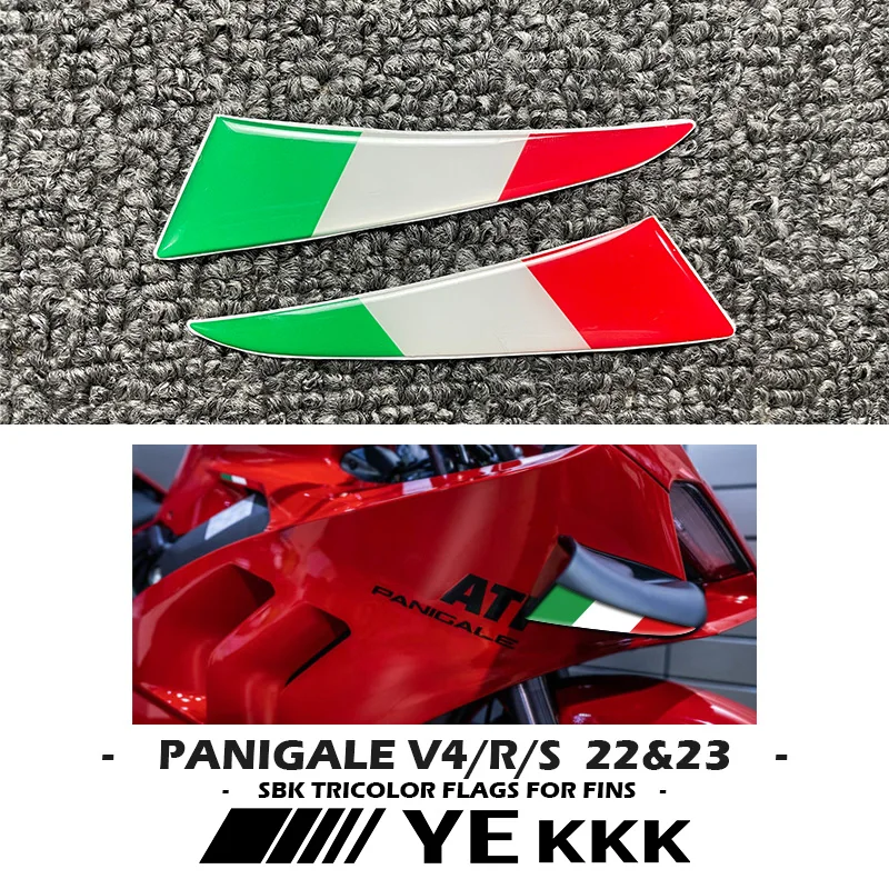 For DUCATI PANIGALE V4 V4S V4R 2022 2023 New SBK Tricolor Flags For Fins Airplane 3D Sticker Decal V4 Tricolor