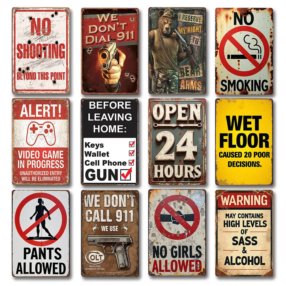 Retro Metal Signs Humorous Rules Home Decor Wall Art Vintage Tin Plaques Bar Cafe Decoration