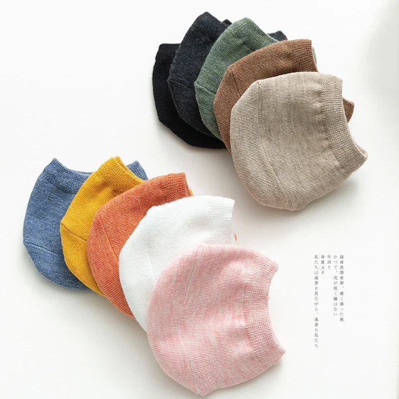 5 Pairs Forefoot Socks Woman Summer Solid Color Female Half Foot Toe Cover Half Socks Heels Invisible Cotton Breathable Socks